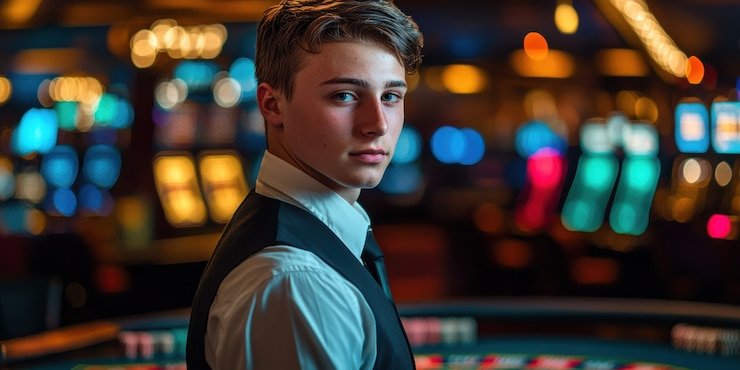 Live dealer blackjack table on mobile phone screen